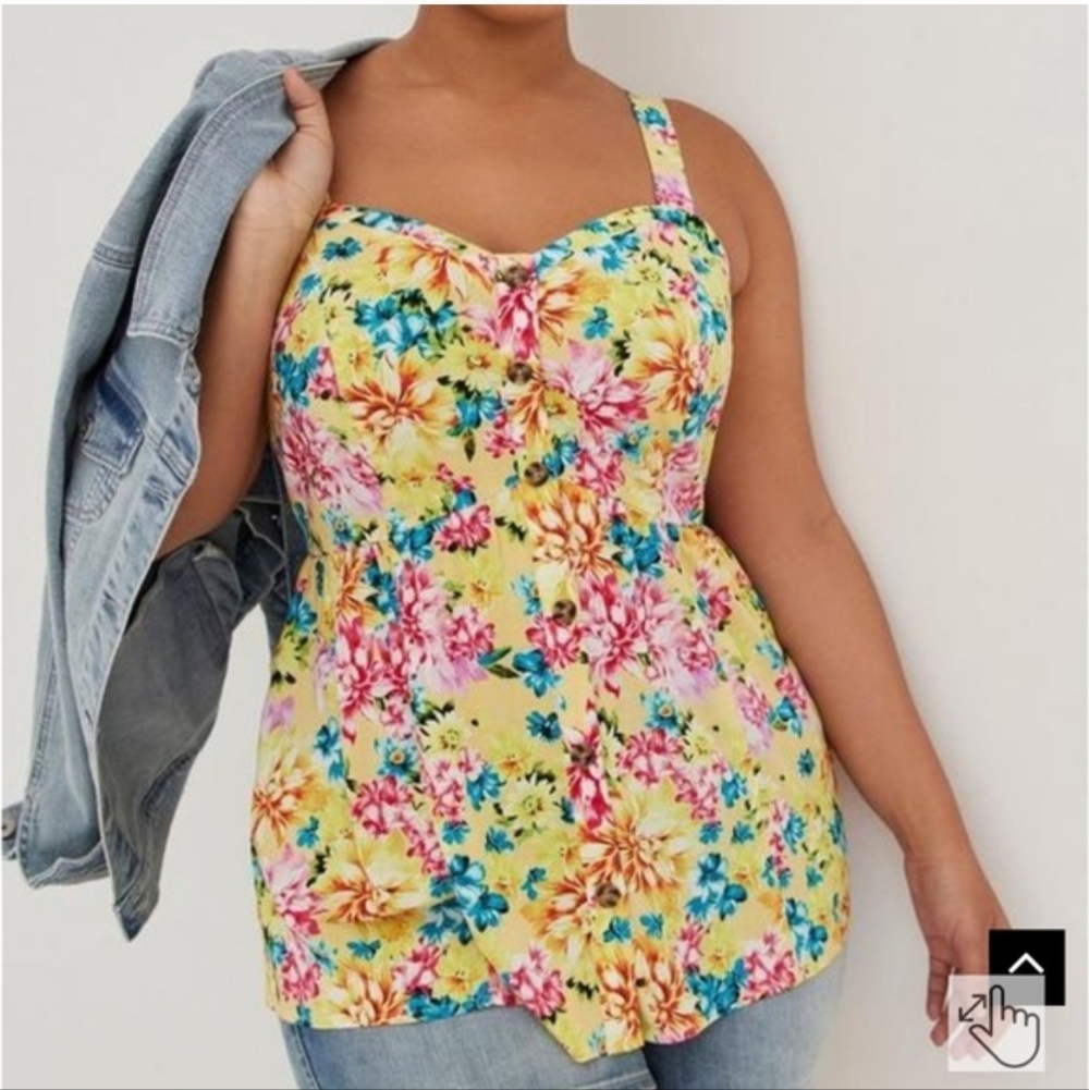 Torrid 2x Fit And Flare Rayon Slub Lace-Up Back Tank - Picture 2 of 5